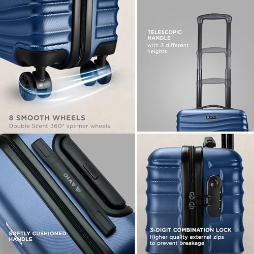 Detalle de AVIO Suitcase Cabin Luggage 55x40x20 | Lightweight ABS Carry-On