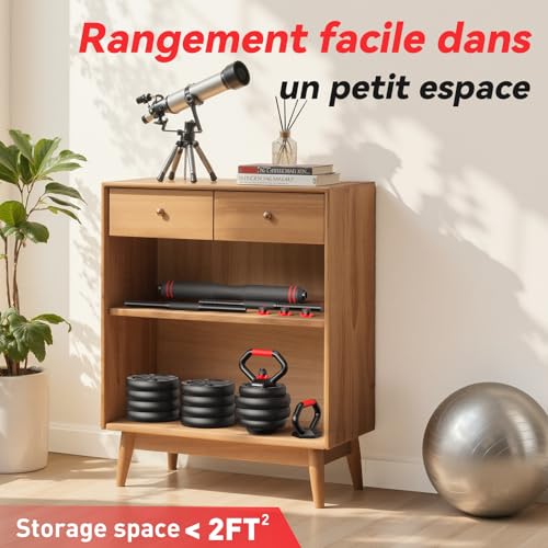 Thumbnail 7 de FEIERDUN kit d’haltères 5-en-1 réglable, haltères, barre et kettlebell