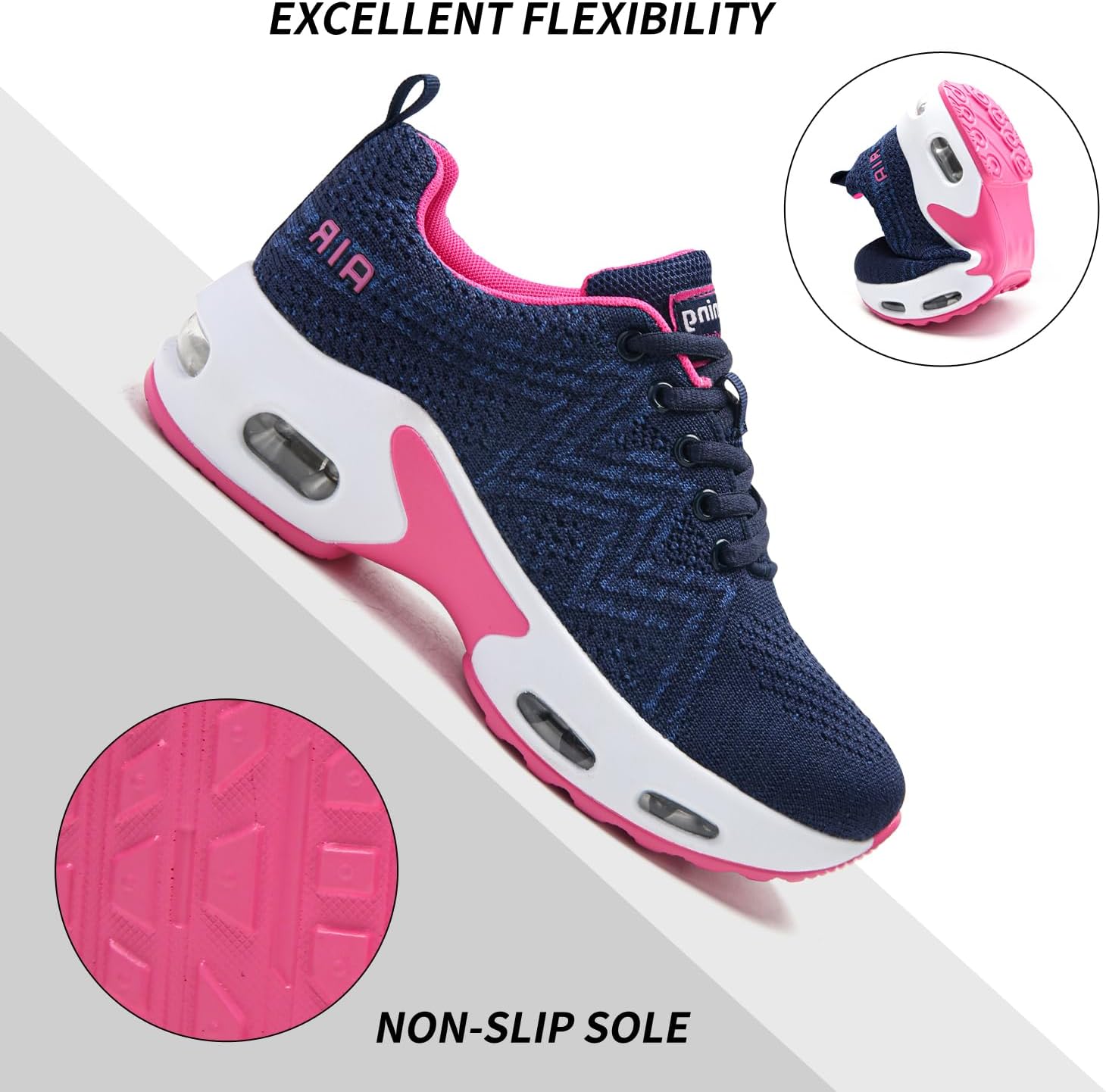 Detalle 2 de Mjxwem Women Trainers: Air Cushion Running Shoes with Memory Foam Arch Support