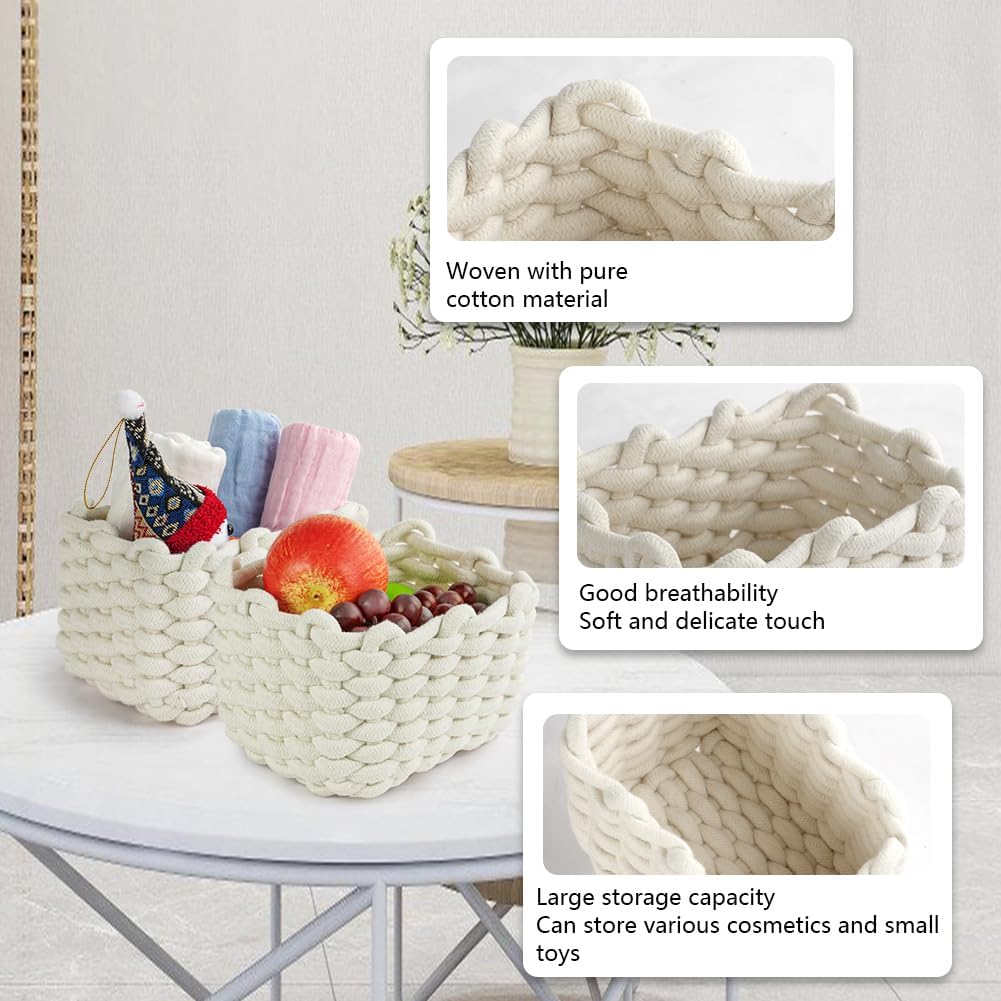 Detalle de Aolso Cesto Portaoggetti in Corda di Cotone Intrecciato – 2 pezzi, contenitore bagno e decorazione per cameretta