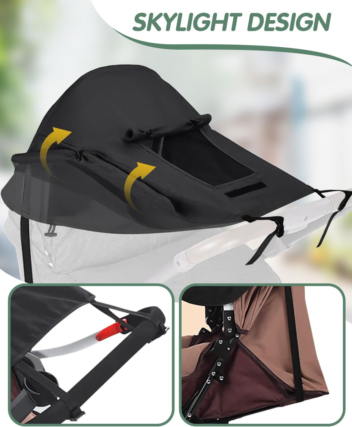 Thumbnail 5 de MOXTOYU Universal Pram Sunshade Cover with Breathable Viewing Window (Black)