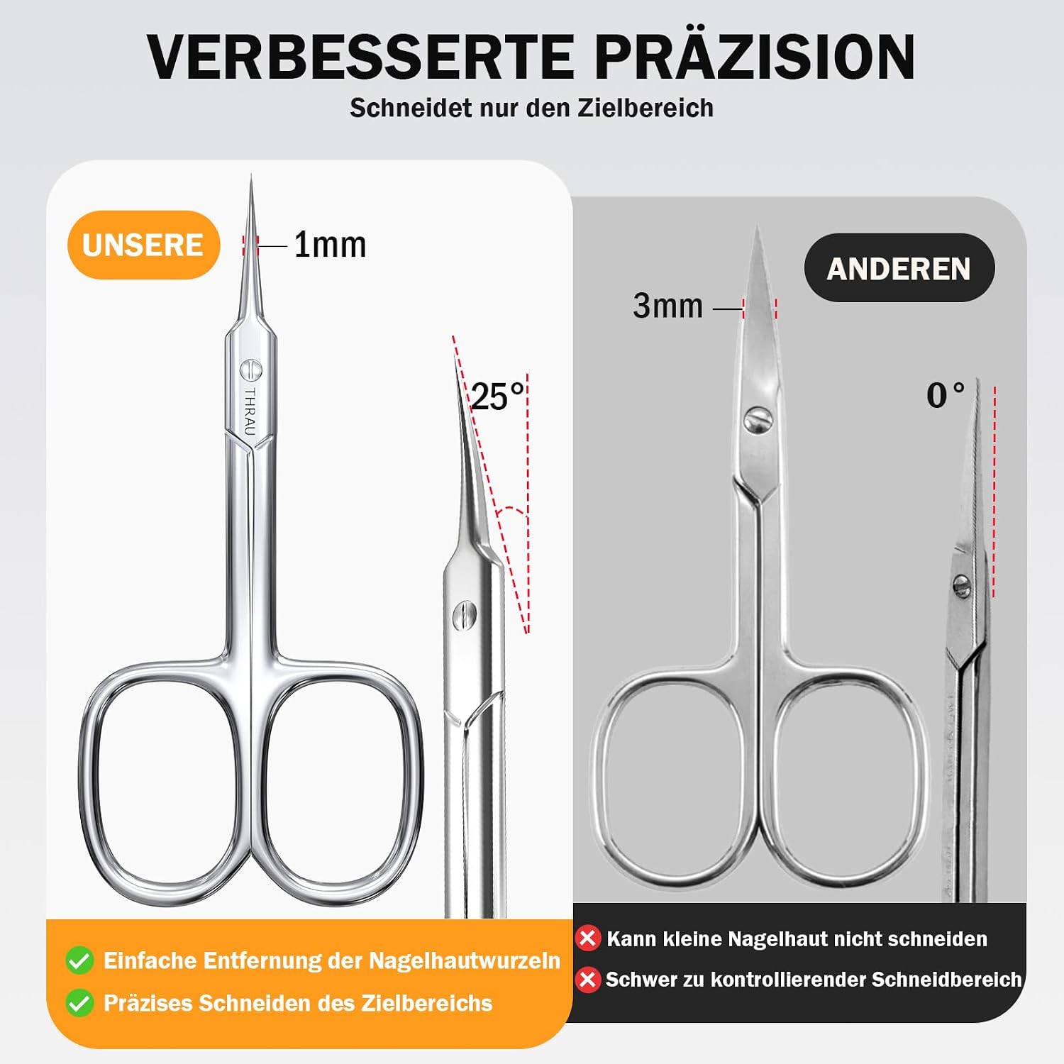 Thumbnail 1 de THRAU Nagelhautschere Präzise Edelstahl 3,7 Zoll