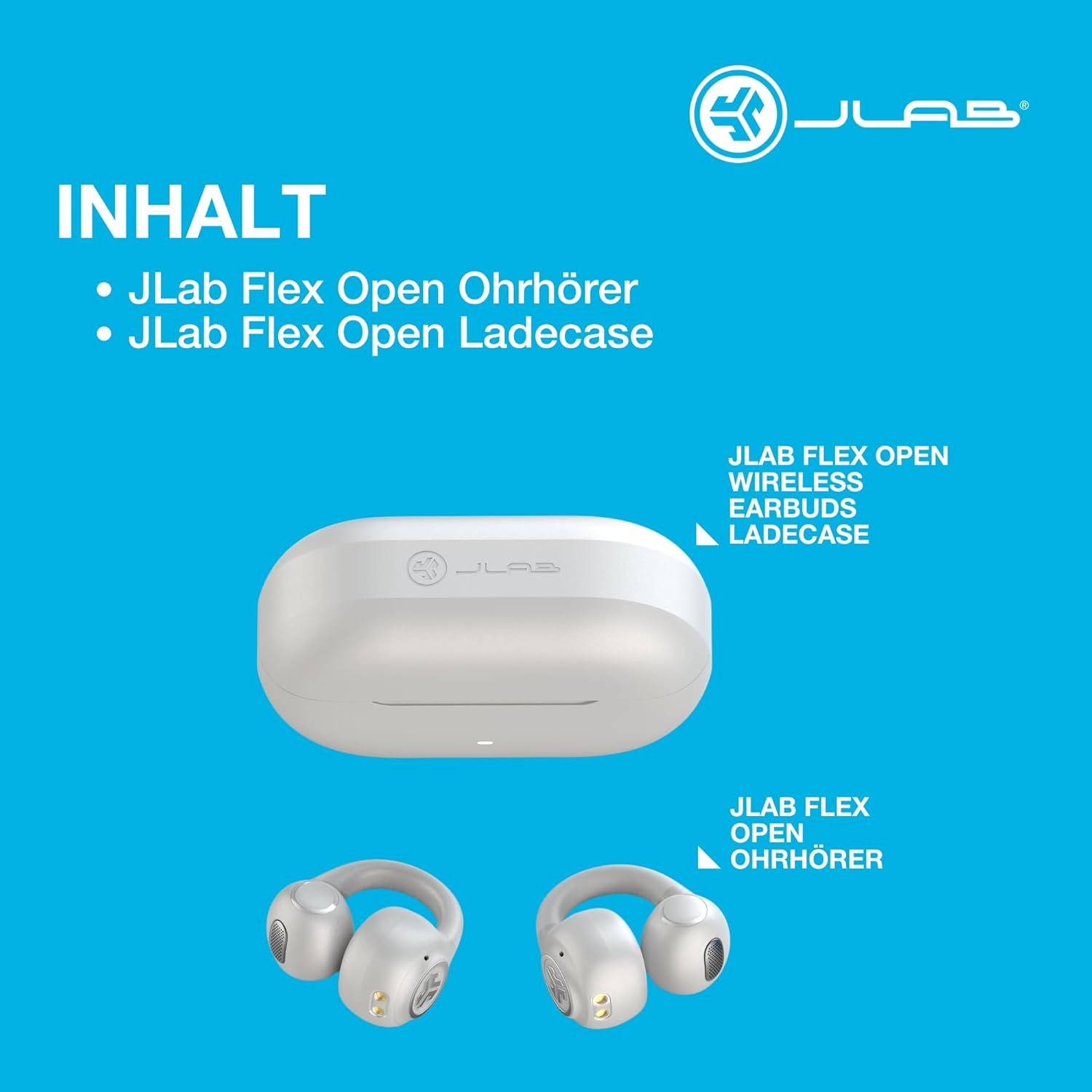 Thumbnail 5 de JLab Flex Open-Ear Kopfhörer (Clip-On) mit Bluetooth Multipoint, MEMS-Mikrofon & App – Weiß