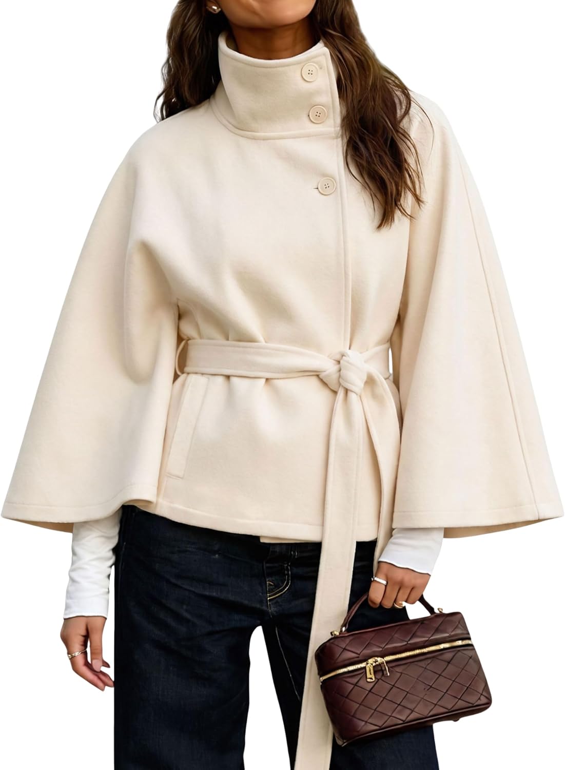 Detalle de Hooever Women's Wool-Blend Cape Coat