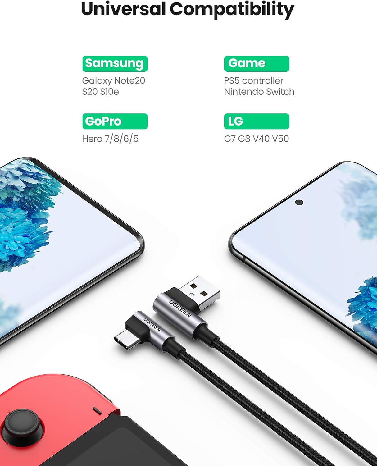 Thumbnail 4 de UGREEN USB C Cable 90 Degree 6.6FT