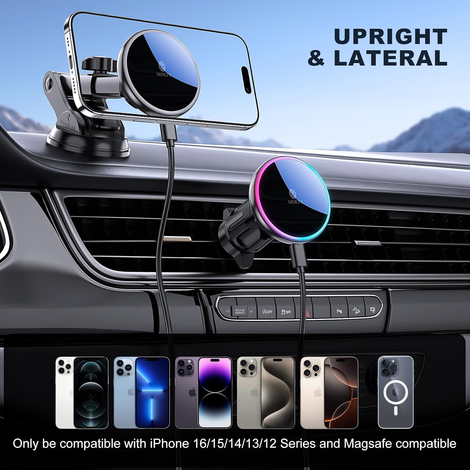 Detalle de MOKPR MagSafe car mount charger 15W