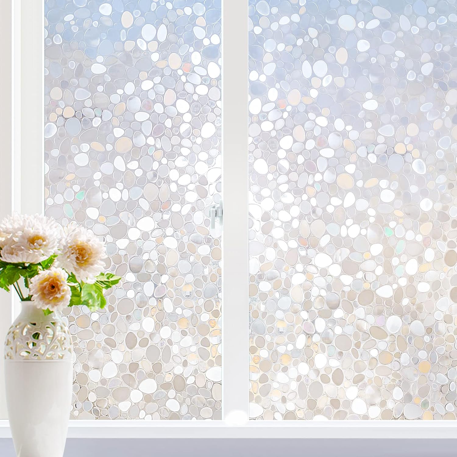 Detalle de rabbitgoo A015-90 Window Privacy Film, 3D Pebble Rainbow Static Cling, 35.4" x 78.7