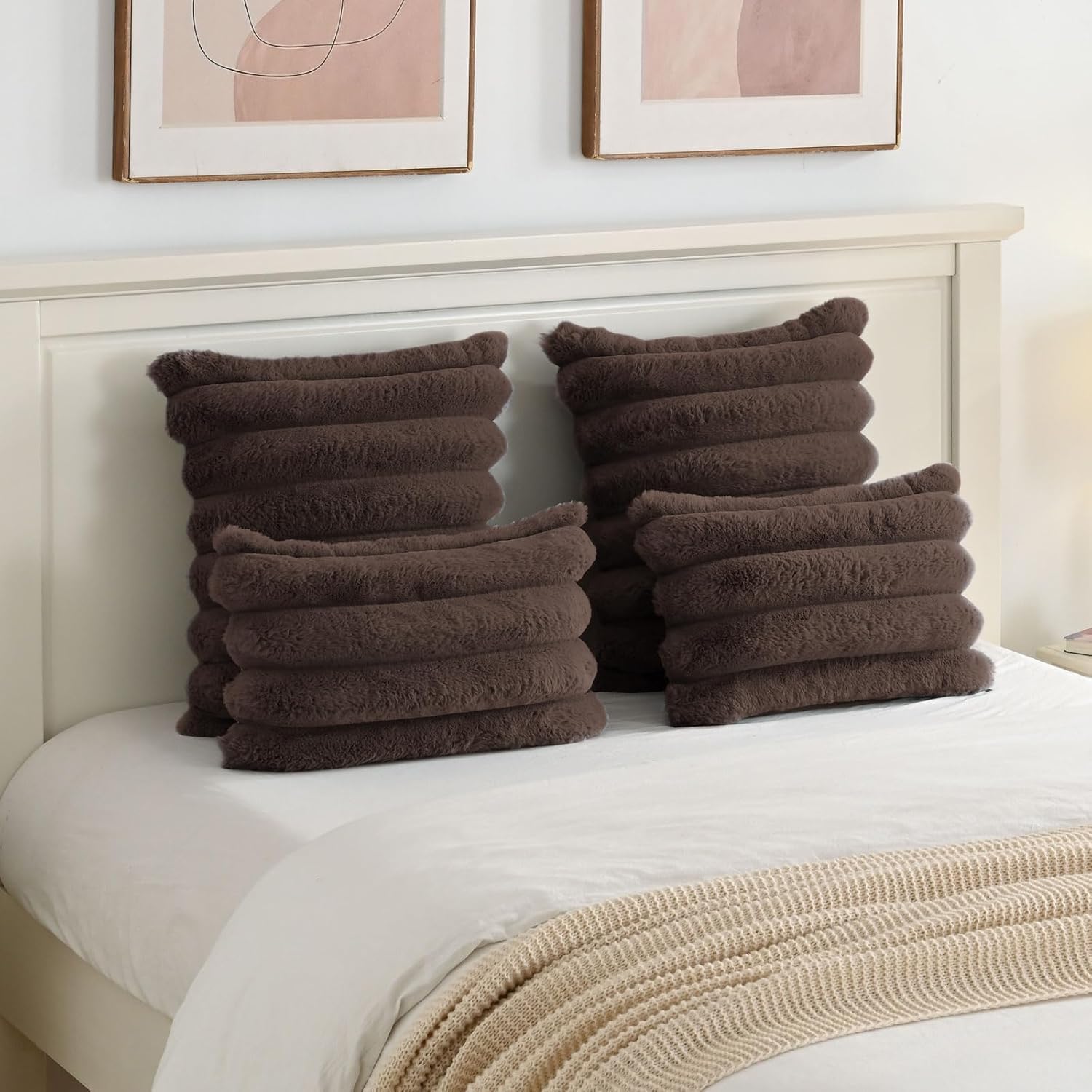 Detalle de CYCMACO Lot De 2 Housse De Coussin 45x45 en Velours et Fausse Fourrure Double Face
