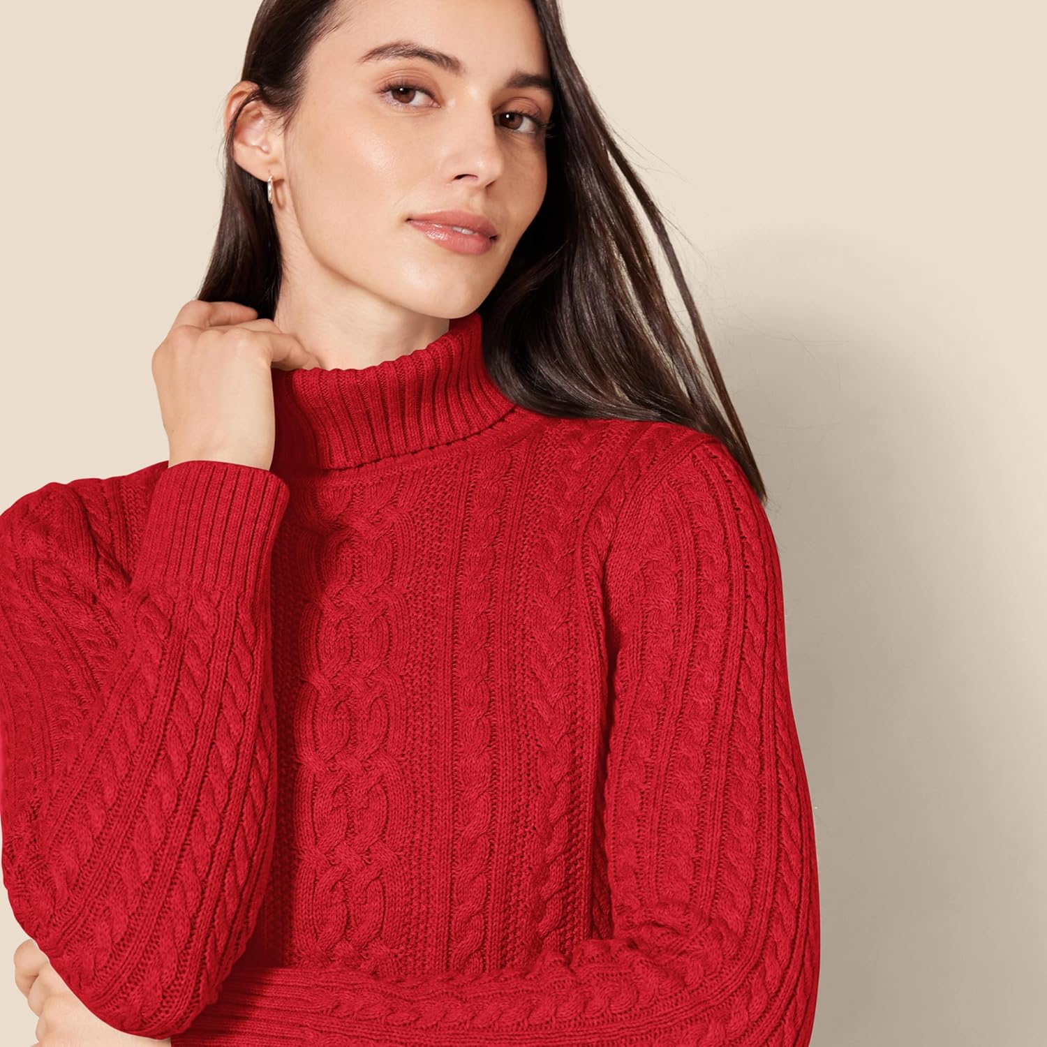 Thumbnail 3 de Amazon Essentials Women's Cable Knit Turtle Neck Jumper (Plus Size)