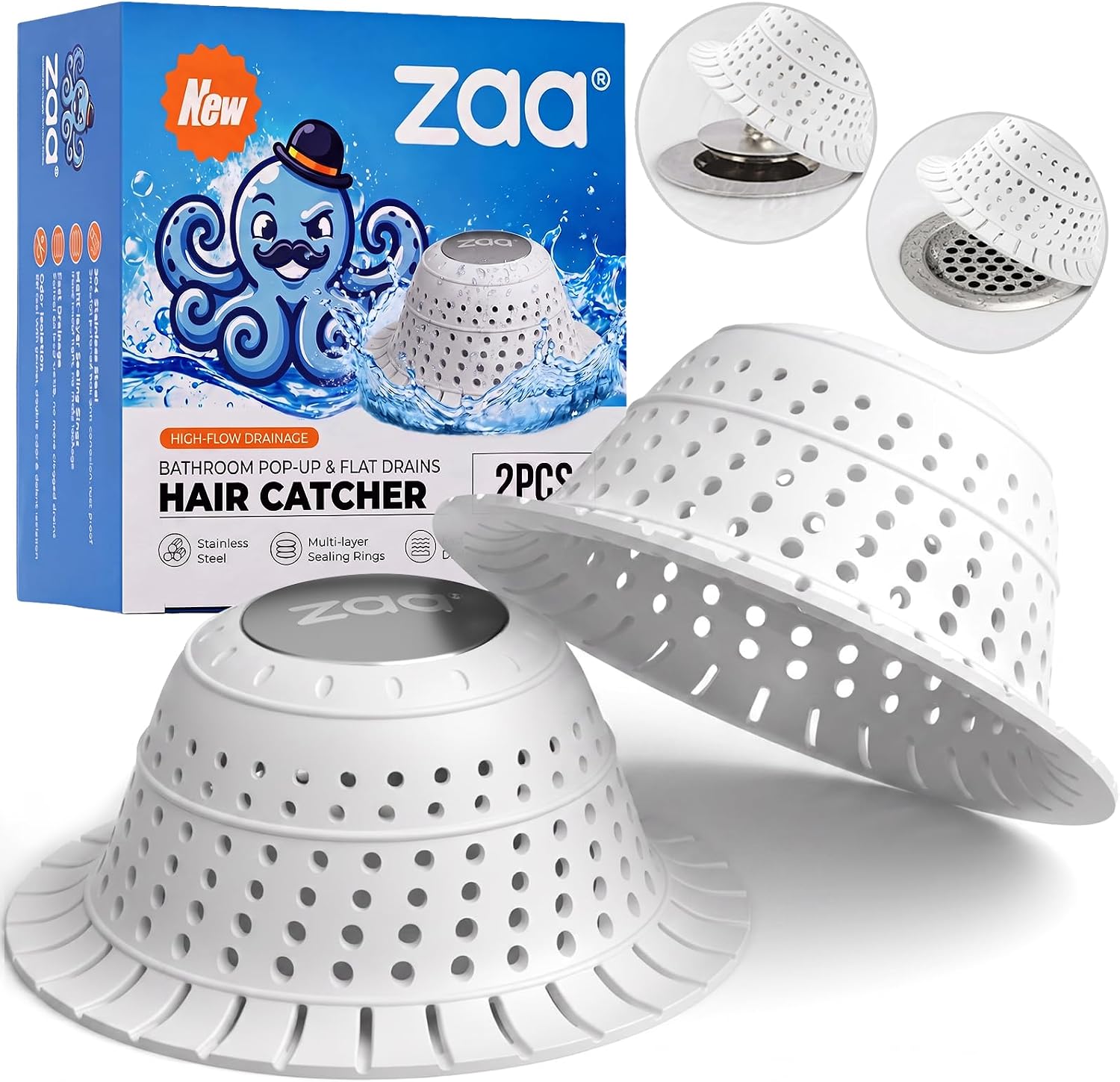 Detalle de Zaa Shower Drain Hair Catcher, 4.5-Inch