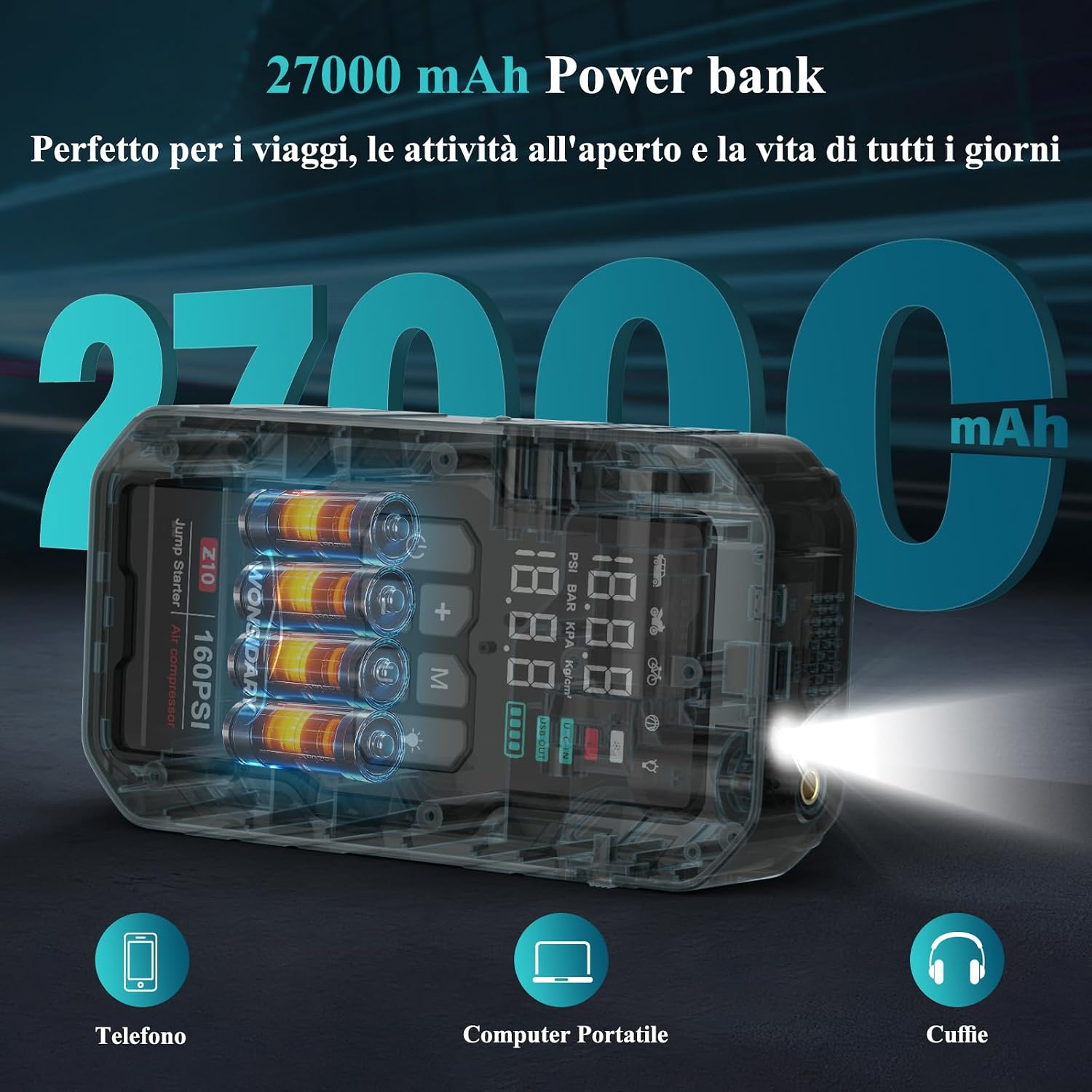 Detalle 2 de Wonsidary Z10 Booster 7000A 27000 mAh