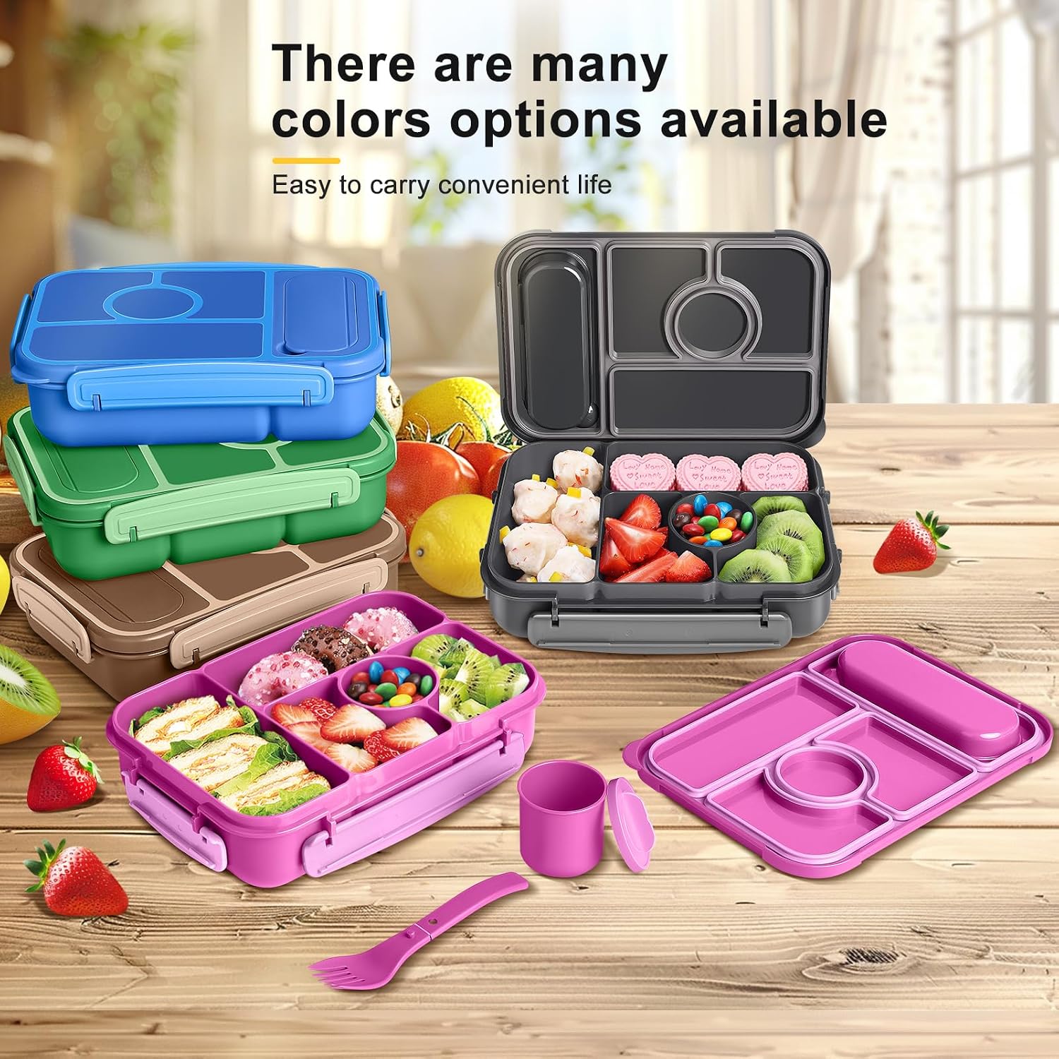 Thumbnail 6 de Amathley Lunchbox 1300 ml mit 5 Fächern – BPA-frei, mikrowellen- und spülmaschinenfest