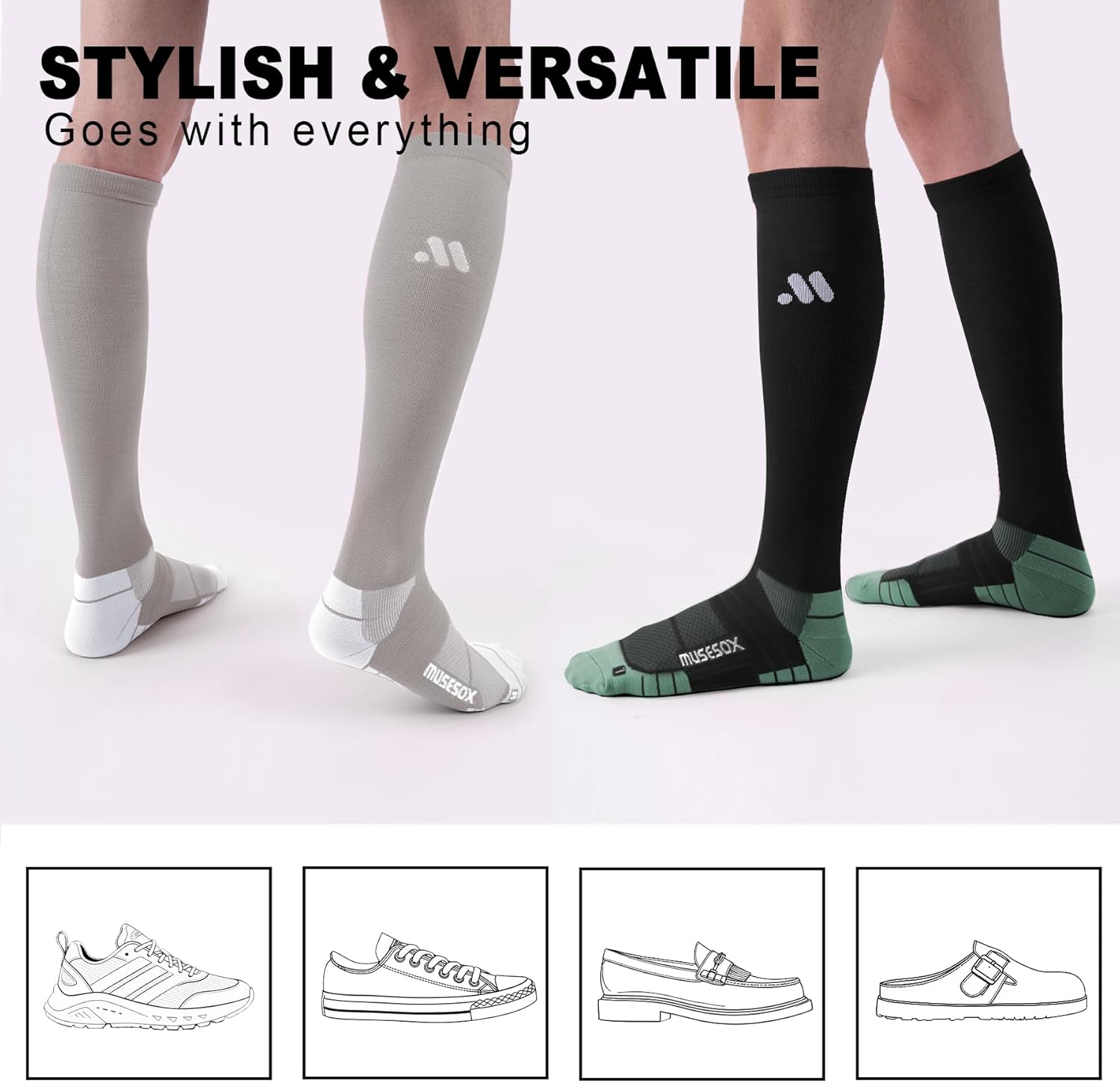 Thumbnail 1 de Unisex 15-20mmHg Knee High Compression Socks