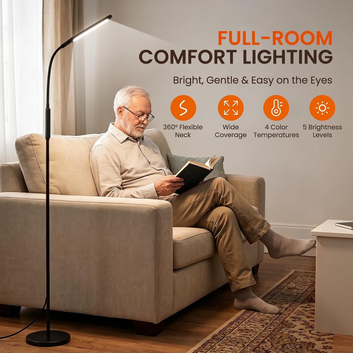 Detalle 2 de LASTAR LS-SL003 LED Floor Lamp with Remote, Touch Control and Flexible Neck