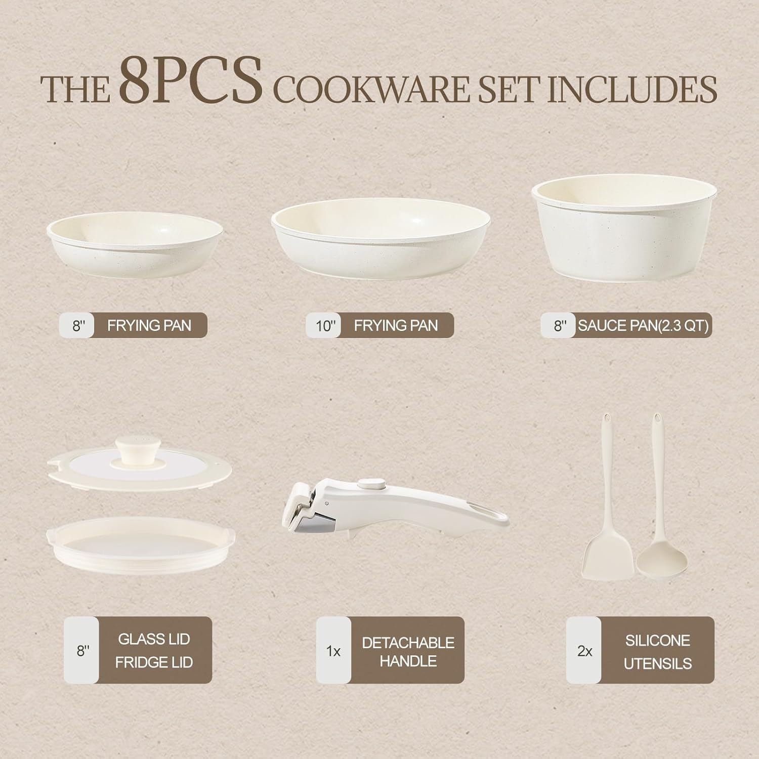 Thumbnail 1 de Coicur Ceramic 8Pc Cookware Set 70% Space Saver