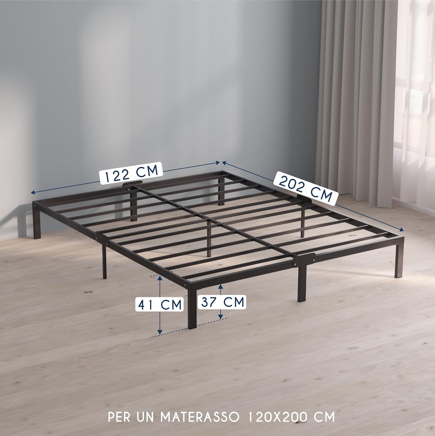 Thumbnail 1 de Dreamzie Struttura letto singolo 120x200 cm in ferro robusta, altezza 41 cm