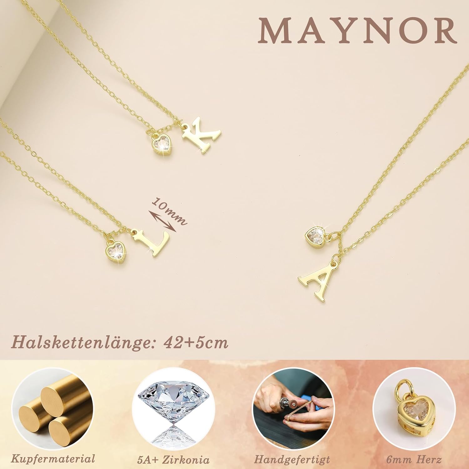 Thumbnail 4 de Maynor Gold Buchstaben-Kette mit Herz 18K