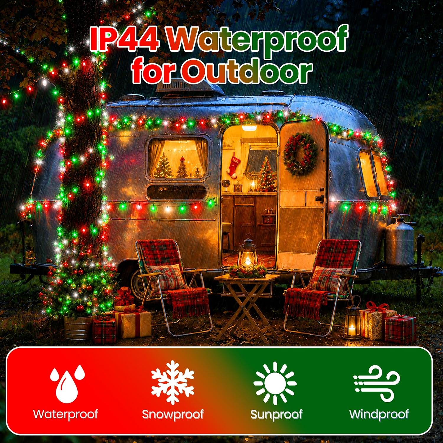 Detalle 2 de Moettany 5HLB-2-TYN Solar Christmas String Lights, 100 LEDs, 8 Modes