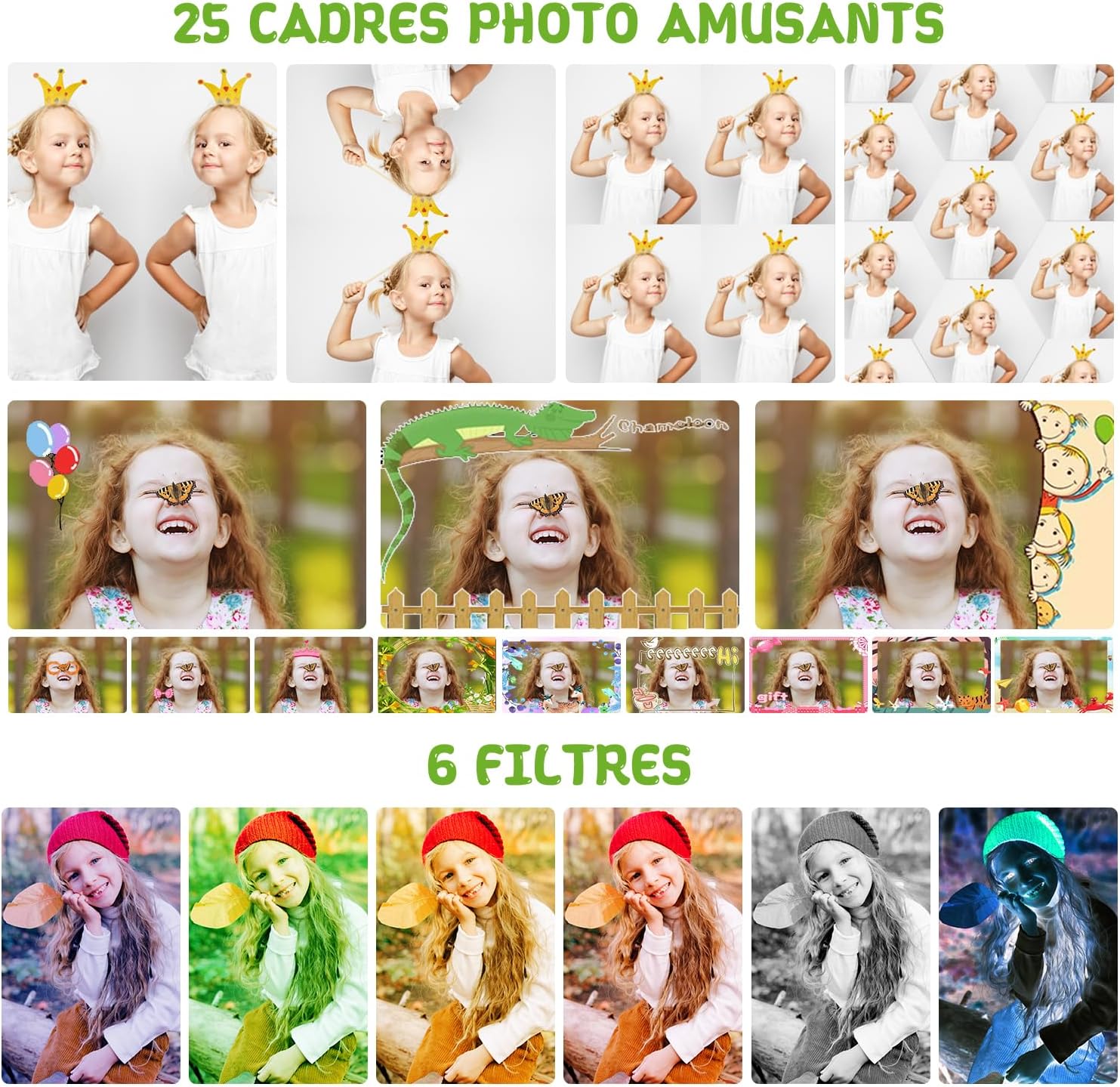 Thumbnail 5 de Appareil photo enfant ARNSSIEN X101 avec écran IPS 2,4" et objectif pivotant 180°