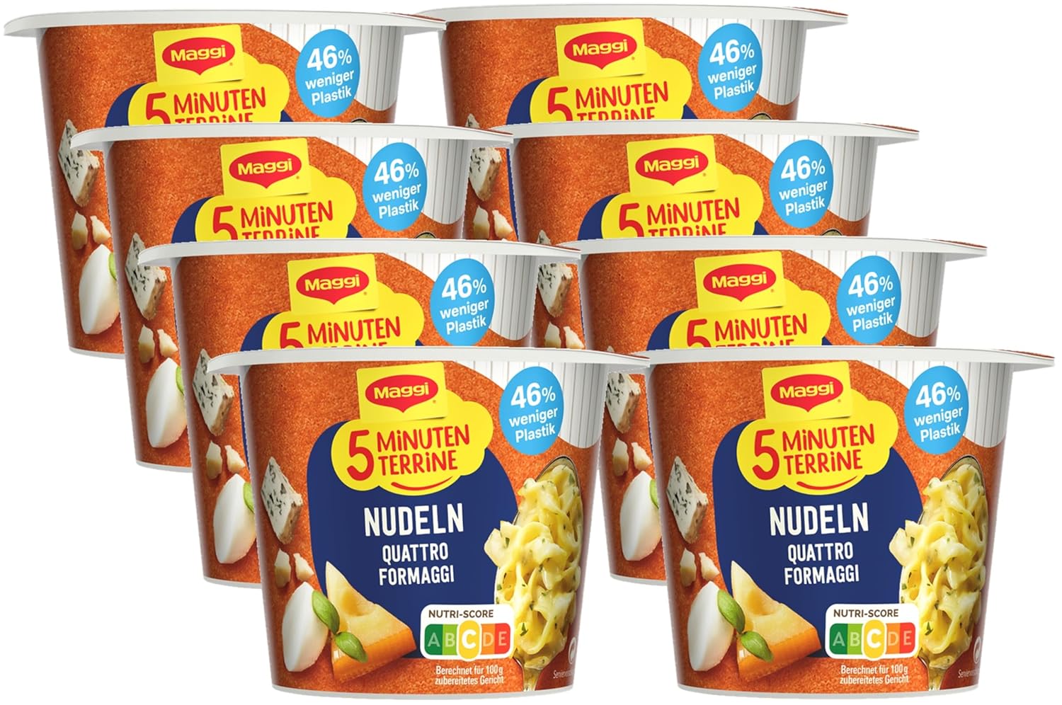 Thumbnail 5 de MAGGI 5 Minuten Terrine Nudeln in cremiger Waldpilz-Sauce – vegetarische Fertiggericht mit Pfifferlingen & Butterpilzen (8x56 g)