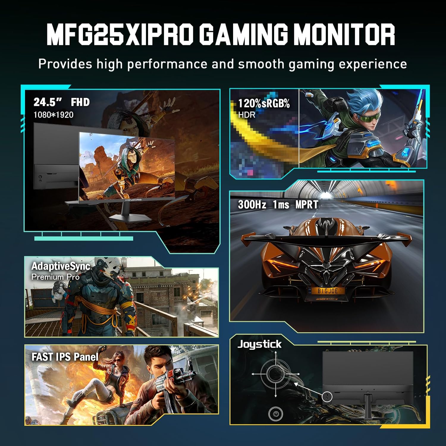 Thumbnail 1 de Minifire Gaming Monitor MFG25X1 PRO (24,5 Zoll, FHD, IPS, 240/300 Hz, 1 ms, FreeSync, HDR Ready)