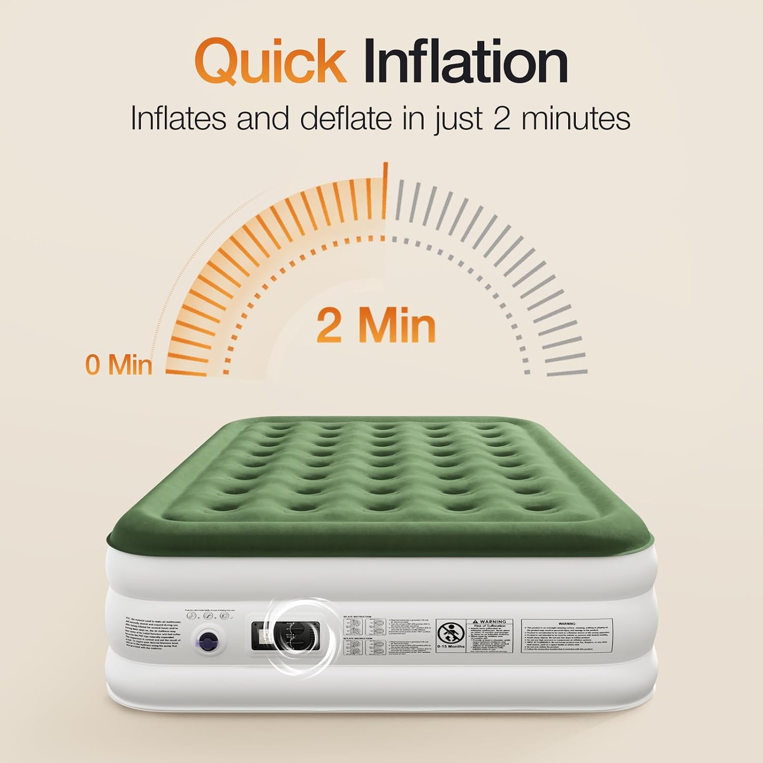 Detalle 2 de Zearna Queen with Built in Pump Air Mattress, 13-Inch, Double-Chamber Pump