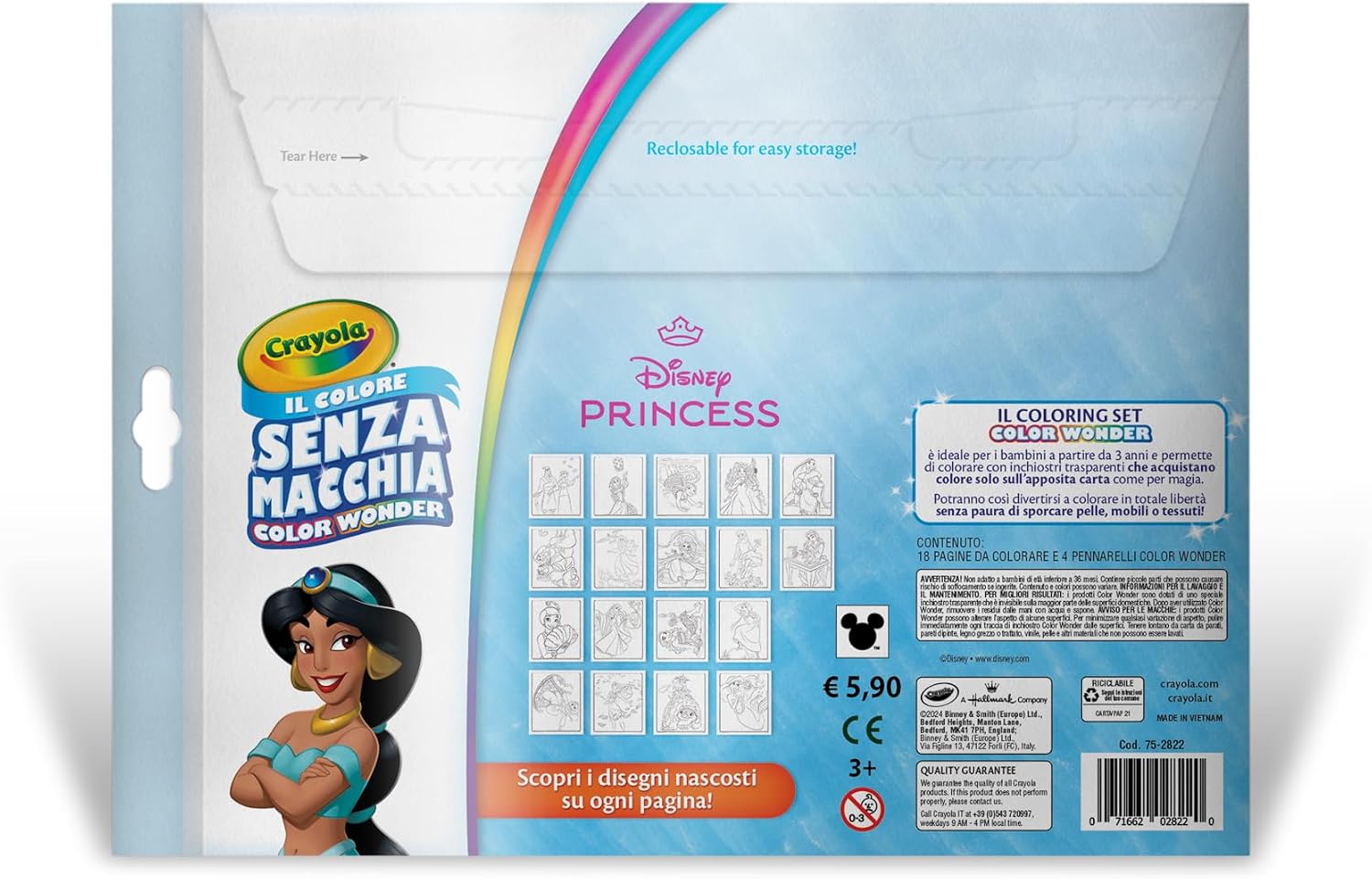 Detalle de CRAYOLA Färgwonder 25–2900 målarset med Disney Princess och fläckfria markörer