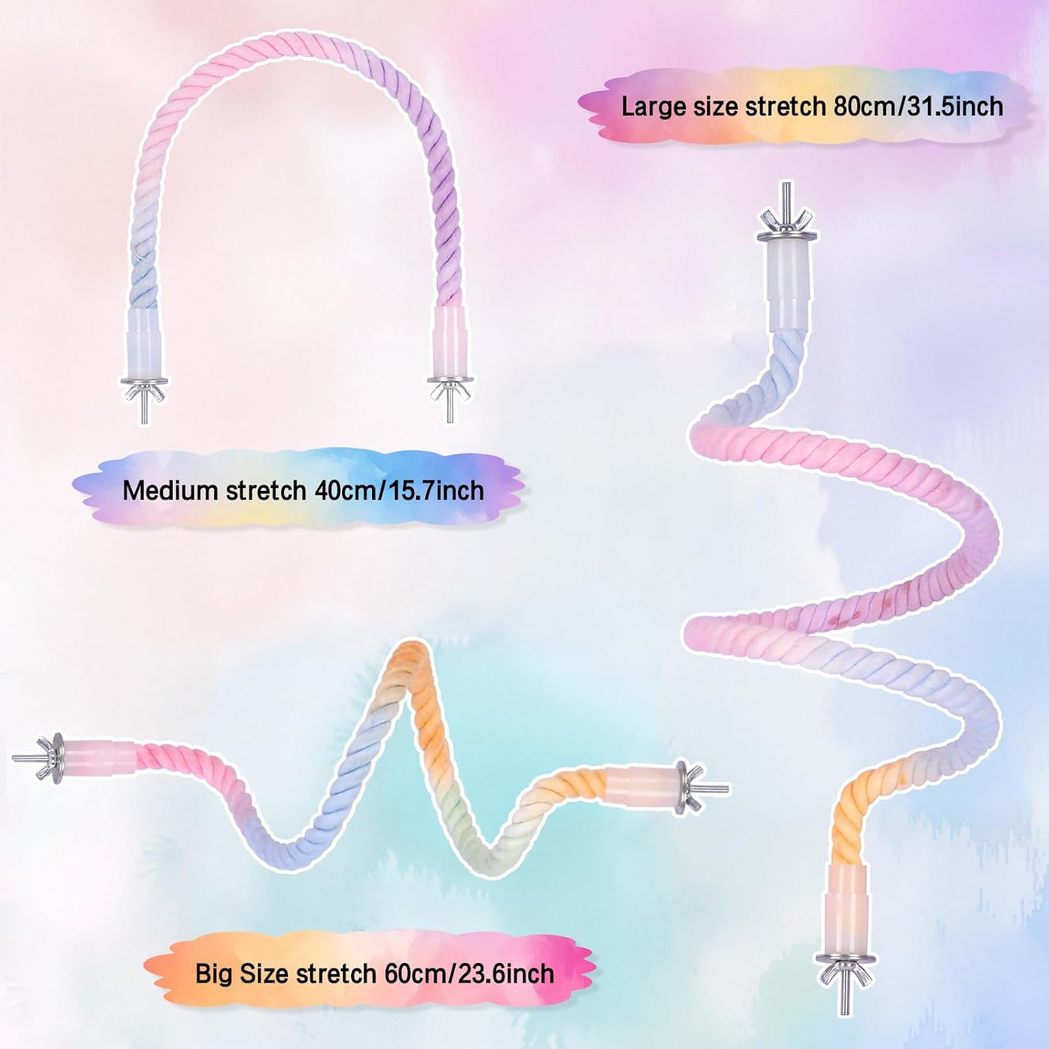 Detalle de 3Pcs Gradient Bendable Bird Perch Stand Set – Pink