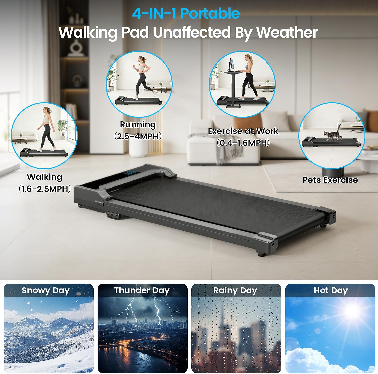 Thumbnail 4 de Rythkore X2ZF Walking Pad Treadmill with Adjustable Speed and Remote