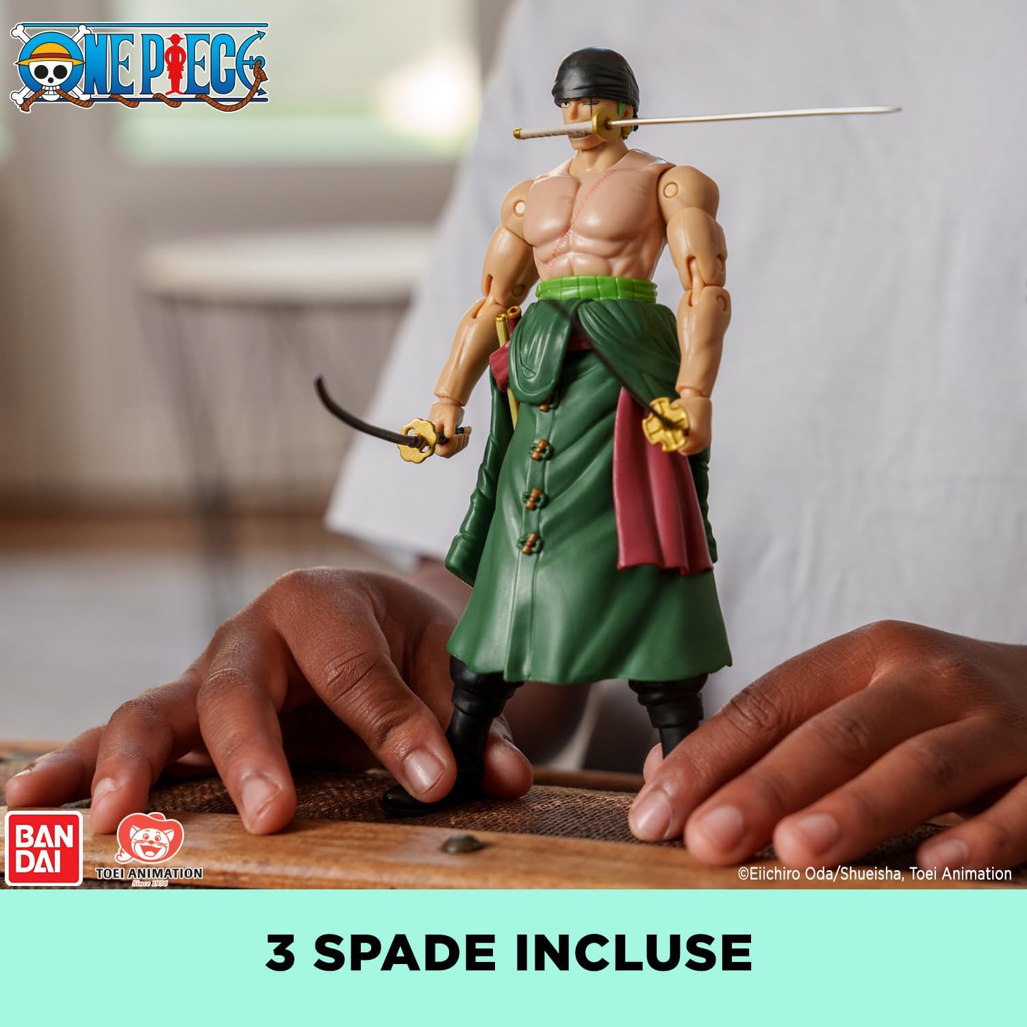 Detalle de Bandai Anime Heroes One Piece: Roronoa Zoro 17 cm Three Sword Style - Figura articolata licenza ufficiale