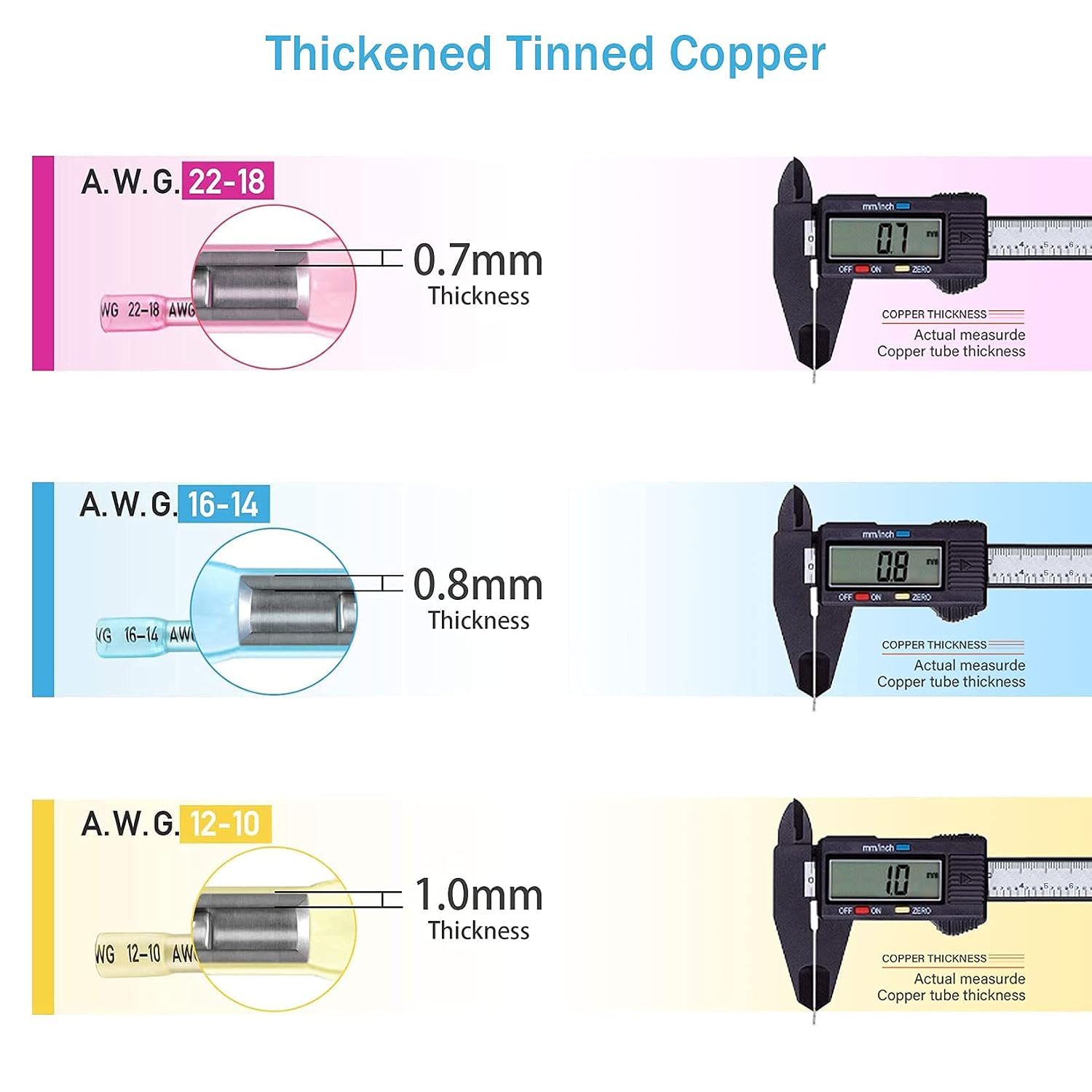 Thumbnail 5 de Kuject Stoßverbinder-Set (210 Stück) mit Schrumpfschlauch, wasserdicht – 10 bis 22 AWG