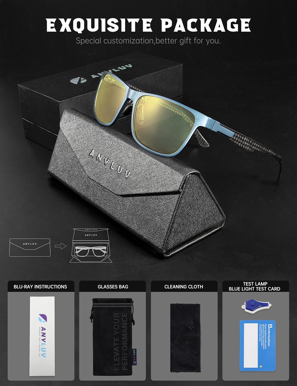Thumbnail 6 de ANYLUV Blue Light Blocking Glasses for Men (Lightweight Al-Mg Metal Anti-Eye Strain)