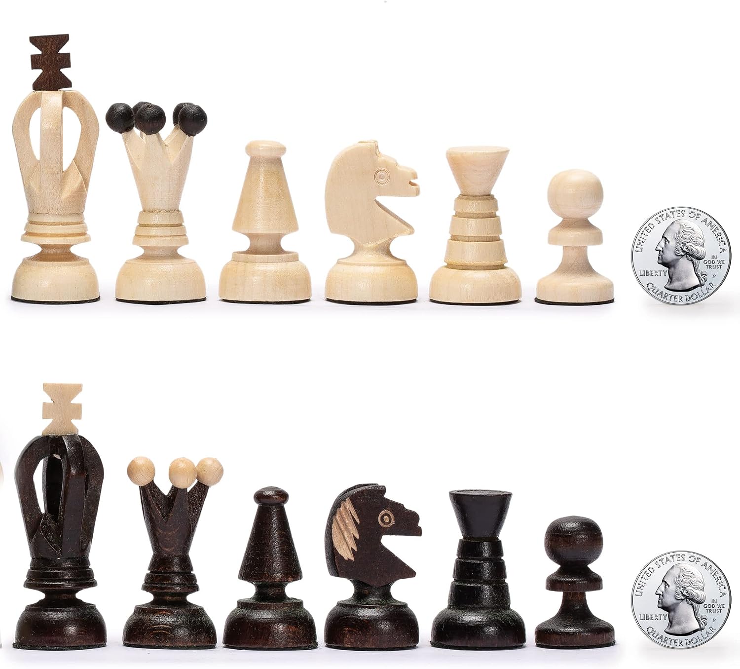 Detalle de Husaria European International Chess Wooden Game Set, 'King's Continental' — 35 cm Medium Folding Board with Handcrafted Sycamore Pieces