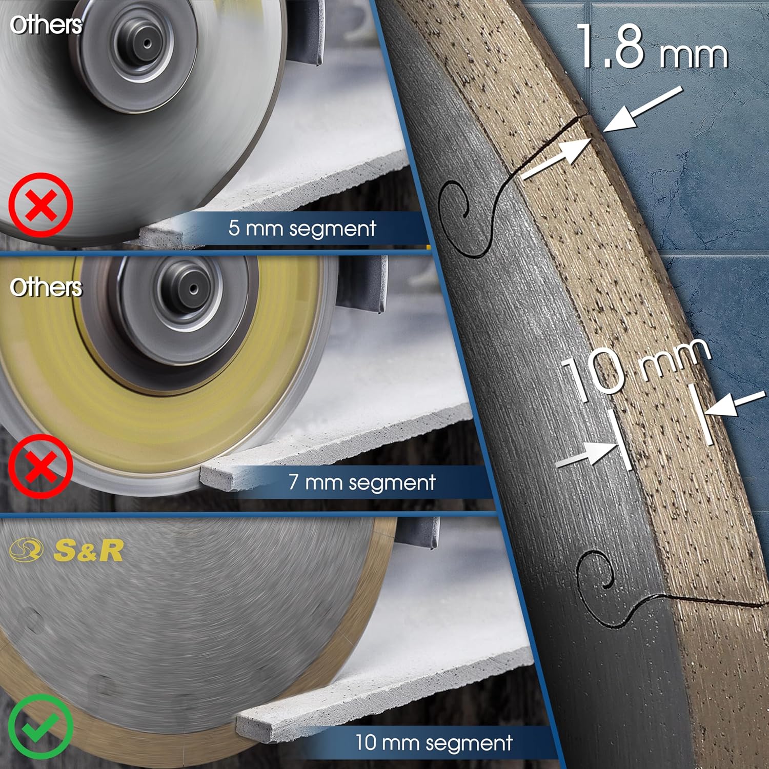 Thumbnail 3 de Disco diamantato S&R 200 x 25,4 x 10 mm per taglio piastrelle, gres, ceramica e marmo