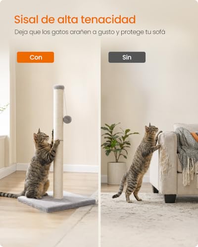 Thumbnail 3 de Feandrea Rascador para Gatos Adultos de Sisal Natural, 84 cm de Alto – Serie Clawfy