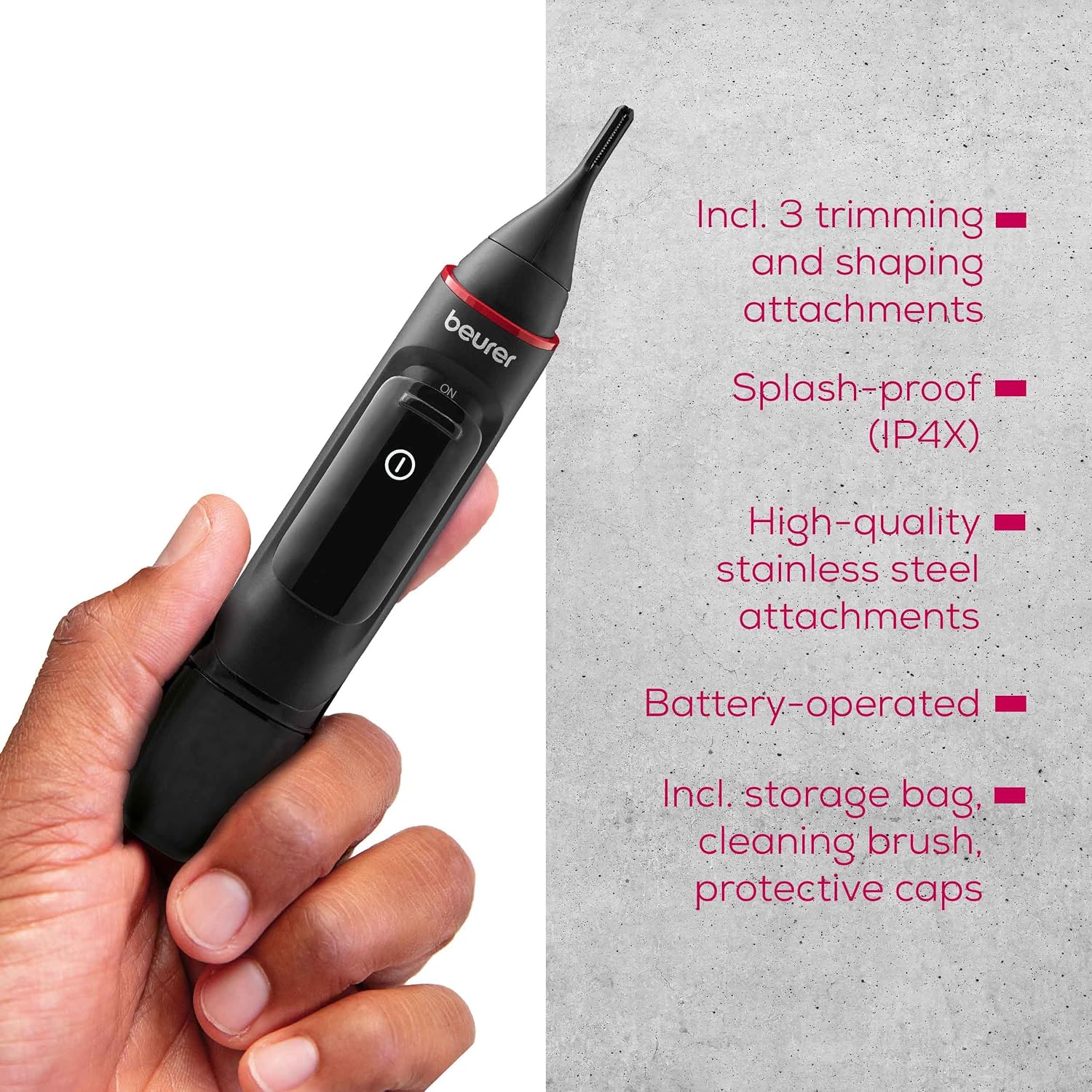 Thumbnail 6 de Beurer MN3X Precision Trimmer for Nose, Ear and Eyebrow Hair, 3 Attachments