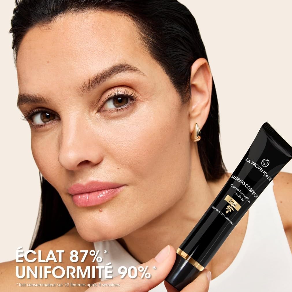 Detalle de La Provençale Lumino-Correct Crème Rénovatrice de Peau booster d’éclat aux biophénols d’Olive noire (40 ml)