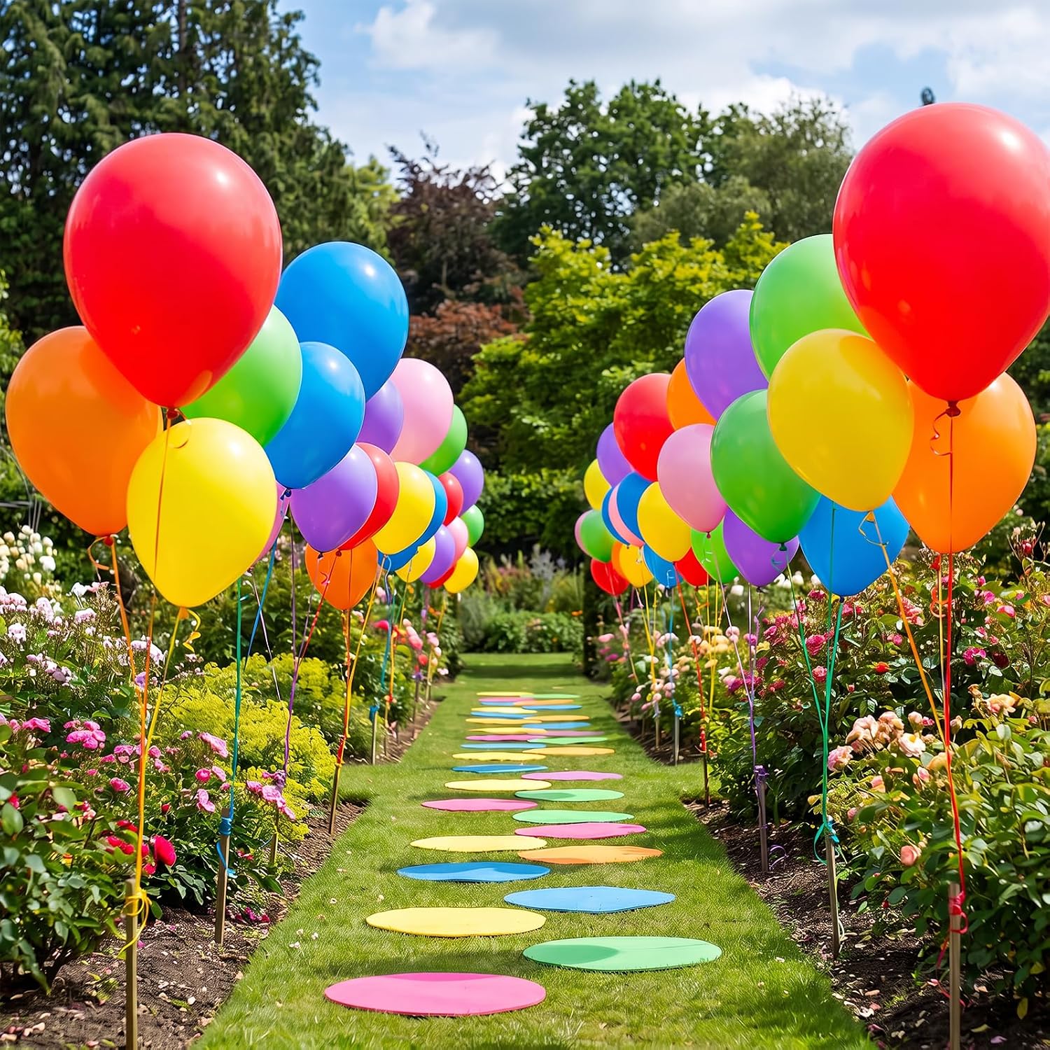 Detalle 2 de RUBFAC Rainbow Balloons 36pcs 18 Inch Large Rainbow Latex Balloons for Party Decor