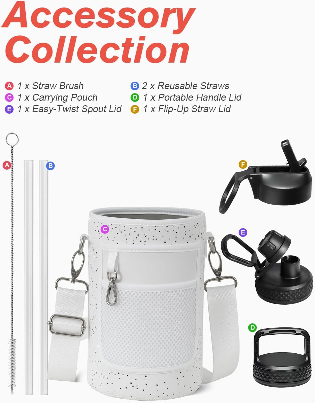 Thumbnail 6 de Coolflask Long-lasting Insulated Water Bottle, 64 oz Stainless Steel Jug with 3 Lids