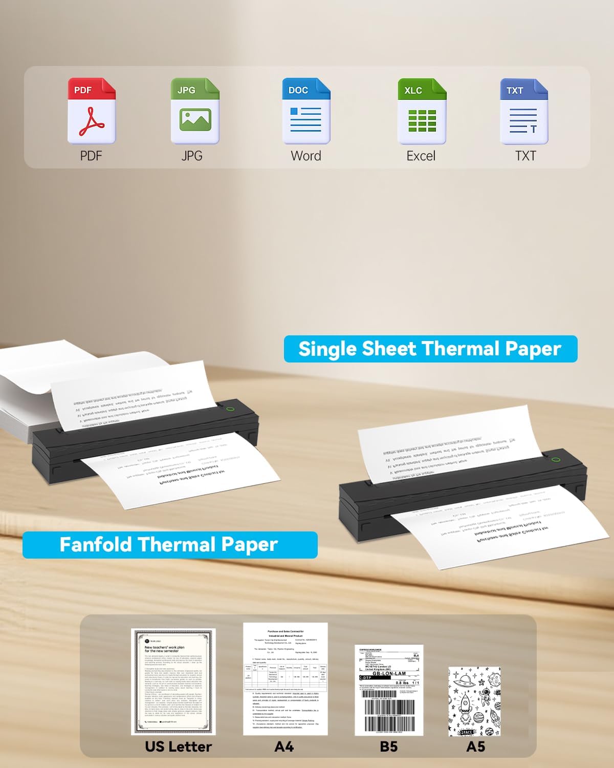 Detalle 2 de NDYIN D80 Portable Thermal Printer 8.5"