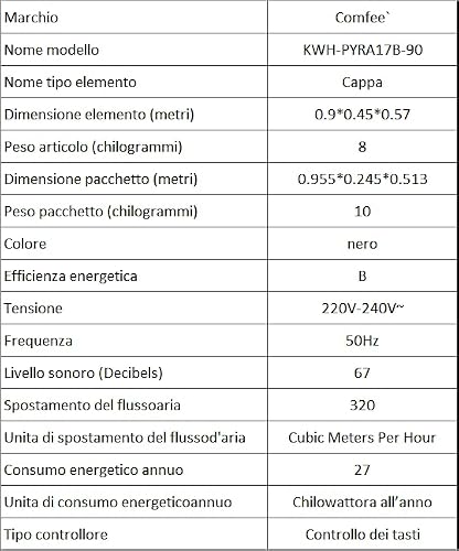 Thumbnail 9 de COMFEE Cappa Aspirante 90 cm, 400 m³/h, 3 Velocità, Camino Regolabile - Nero