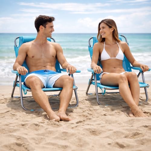 Thumbnail 1 de T-LOVENDO RR pack de 2 sillas de playa reclinables plegables con reposacabezas
