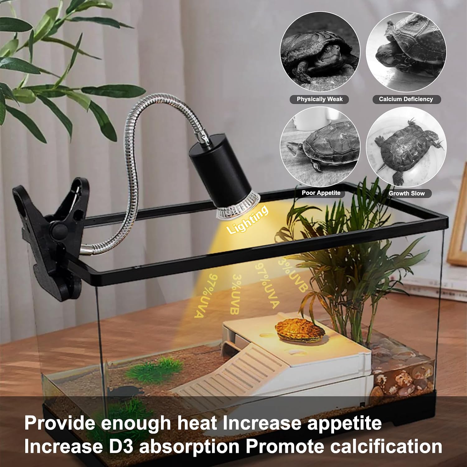 Thumbnail 6 de vsshe Lampe Reptiles Chauffante – Kit double ampoules E27 50W UVA/UVB avec bras rotatif 360° pour reptiles et plantes