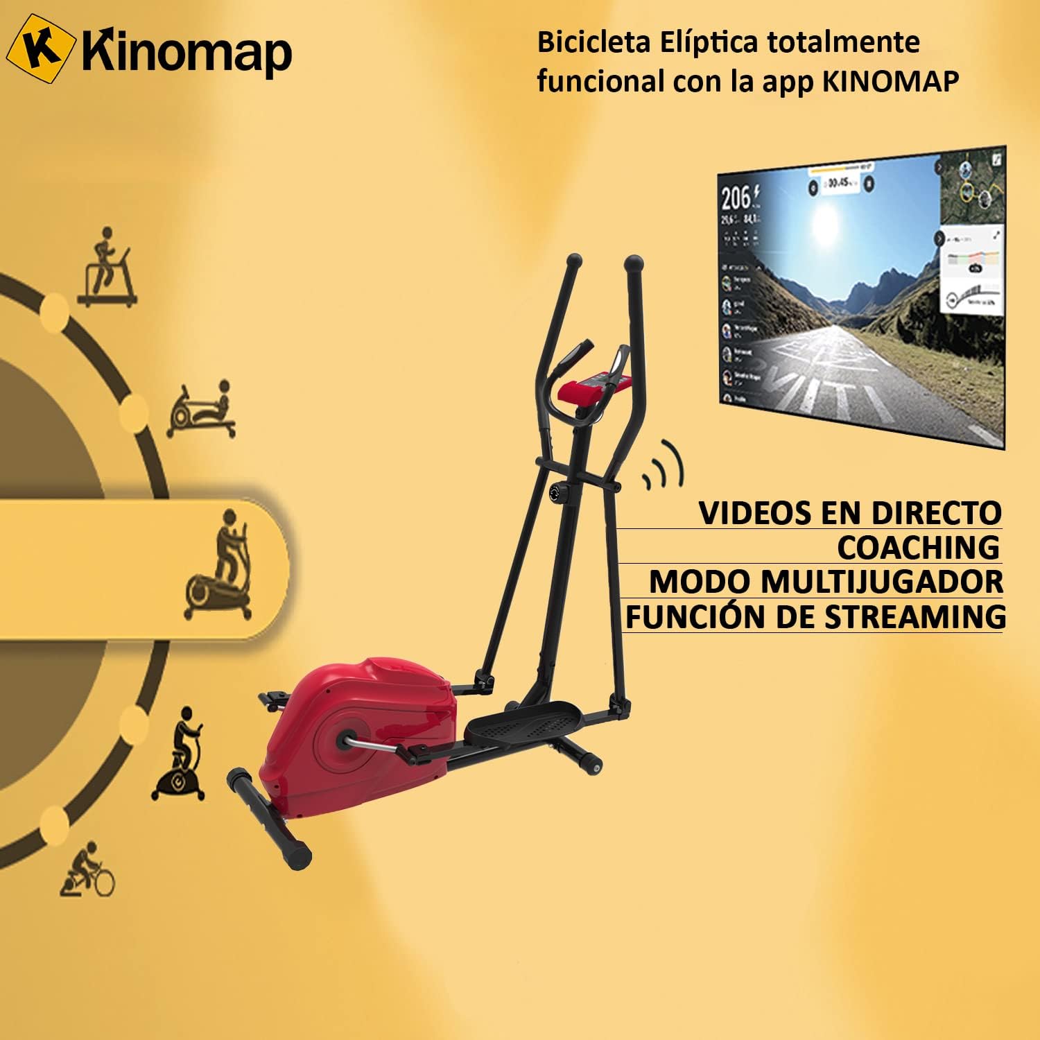 Thumbnail 4 de Bicicleta elíptica 8 intensidad Kinomap 150 kg