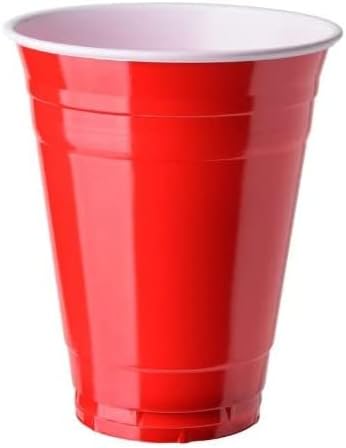 Detalle de GOODS+GADGETS – 100 czerwonych kubków imprezowych 473 ml, wielorazowych, z piłeczkami