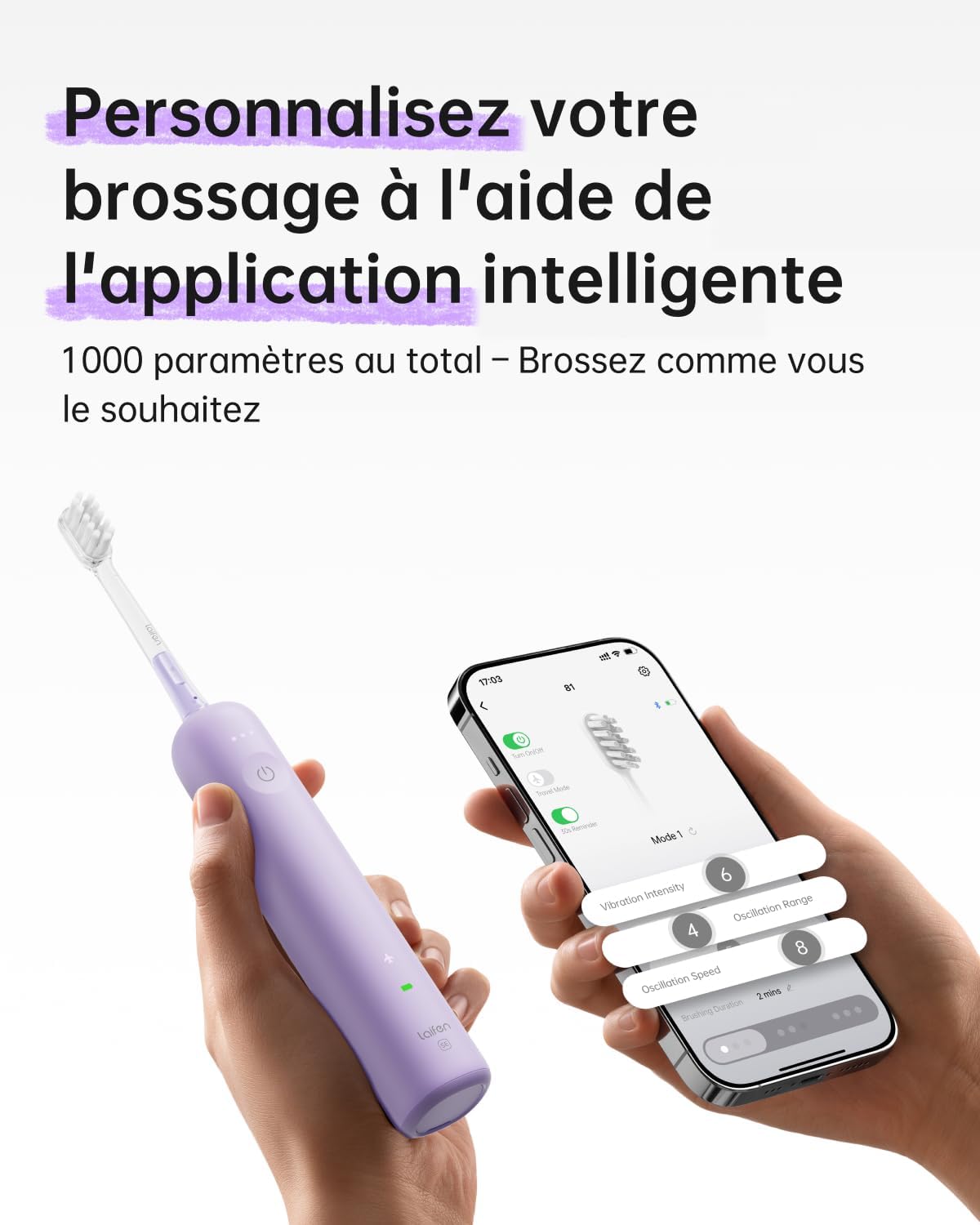Thumbnail 5 de Laifen Wave Special Brosse à dents électrique sonique (édition spéciale lavande) — oscillation 60°