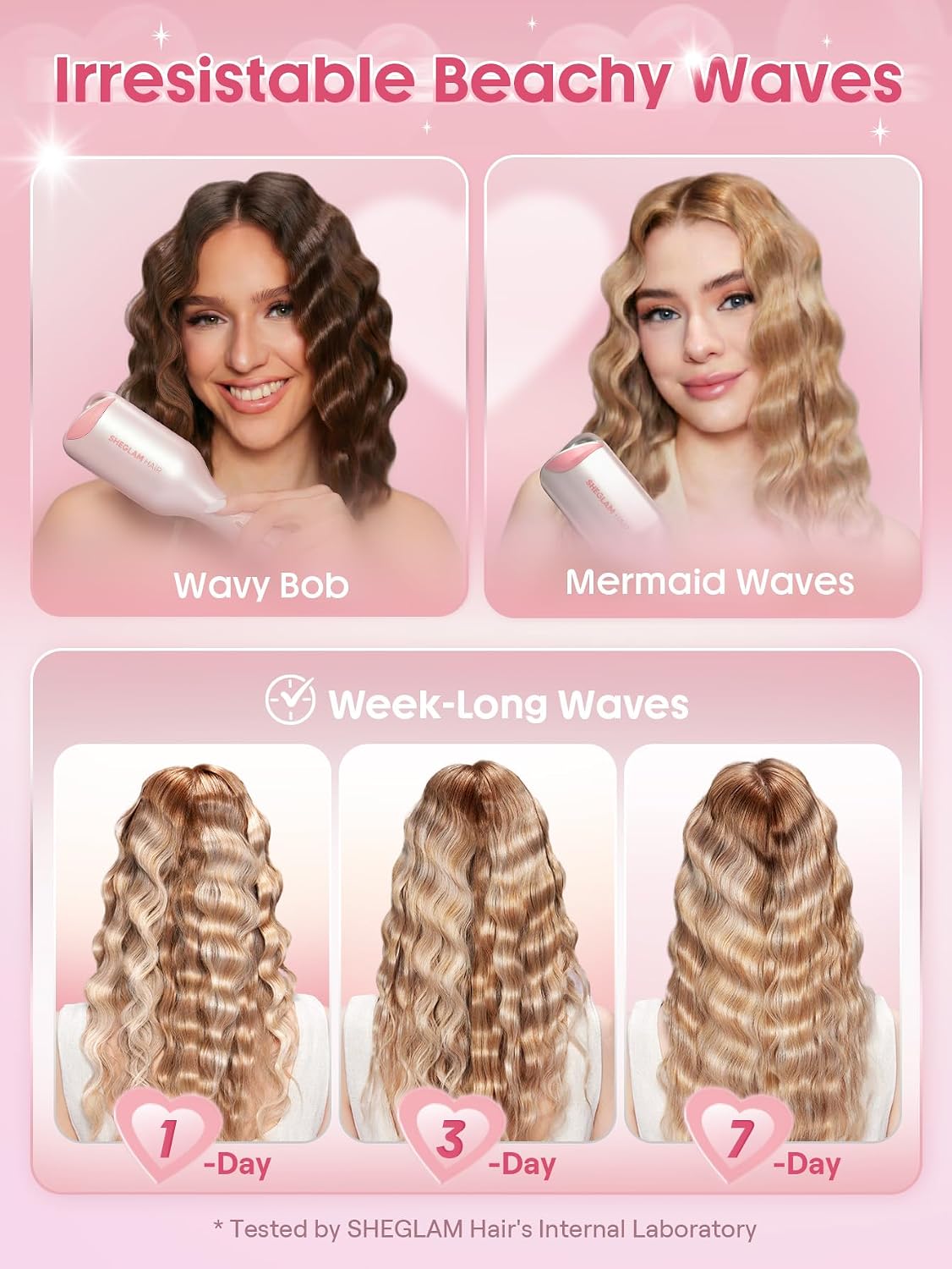 Thumbnail 6 de Sheglam Cupid’s Charm Beach Babe Welleneisen (2 Barrel, 25 mm) mit Smart-Timer, 130–210 °C & Dual Voltage