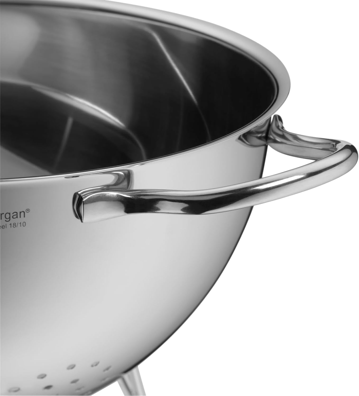 Detalle de WMF Gourmet 0646176040 vergiet van roestvrij staal met zijgrepen en drie voetjes