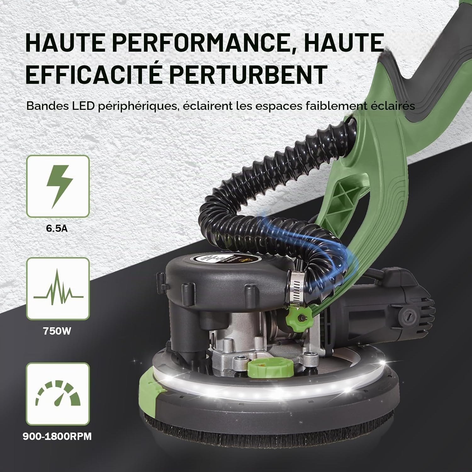Detalle de CUBEWAY CWB225 droogbouwschuurmachine 750 W met ledlicht en stofafzuiging