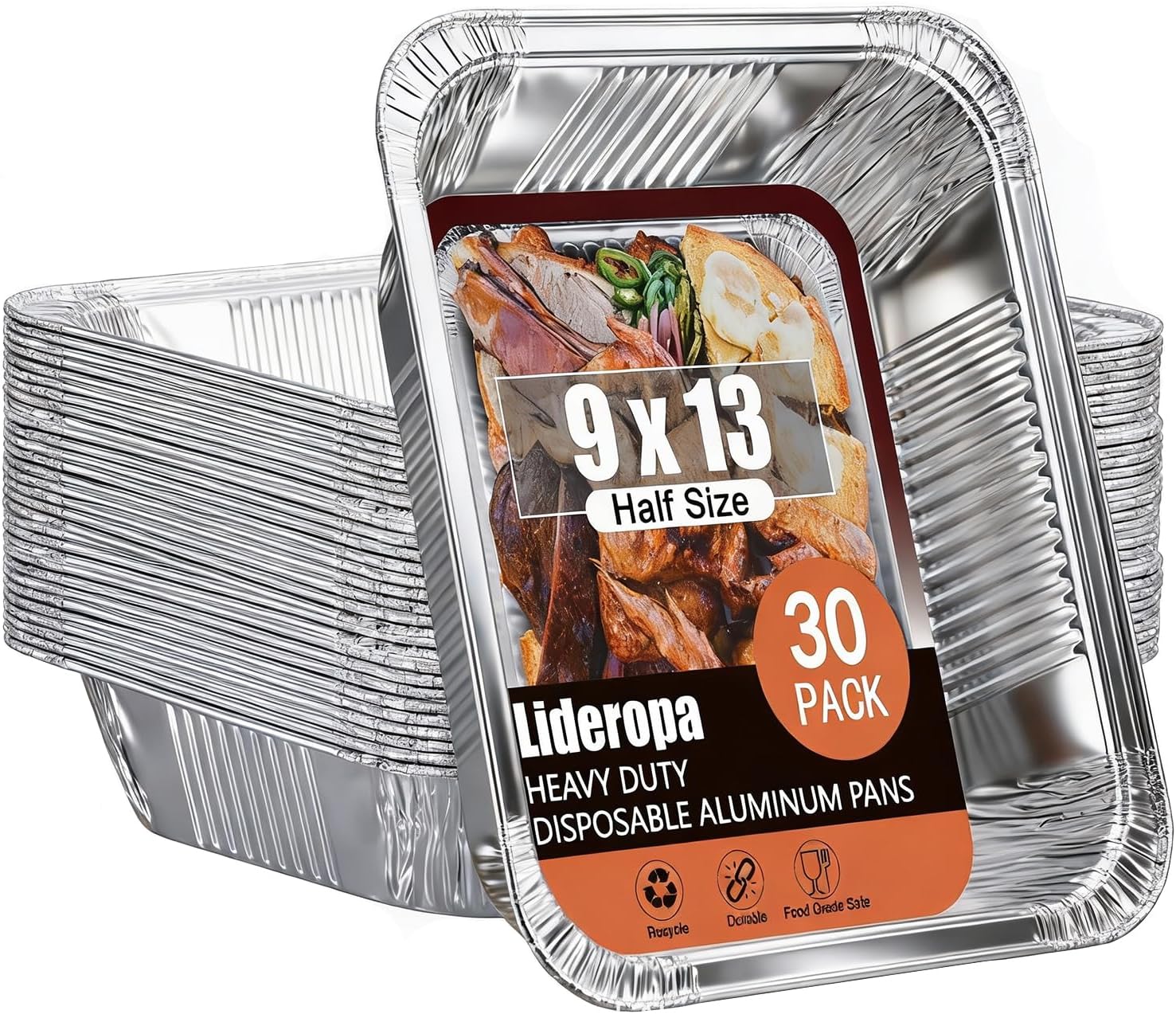 Detalle de Lideropa LR240913-30 9 x 13-Inch Disposable Aluminum Foil Pans, 30-Pack